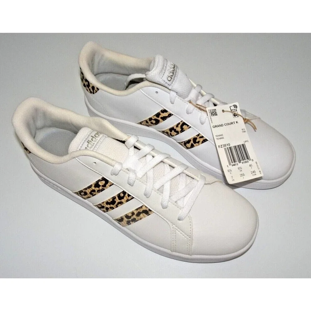Adidas Unisex- Grand Court Tennis Shoe, Animal Print, Size 7 Big Kid - Picture 2 of 10
